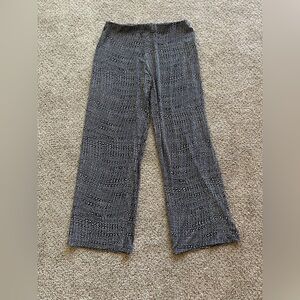 ALFANI Womens M  Black White Stretch Elastic Waist Wide leg Pull On Crop Pants